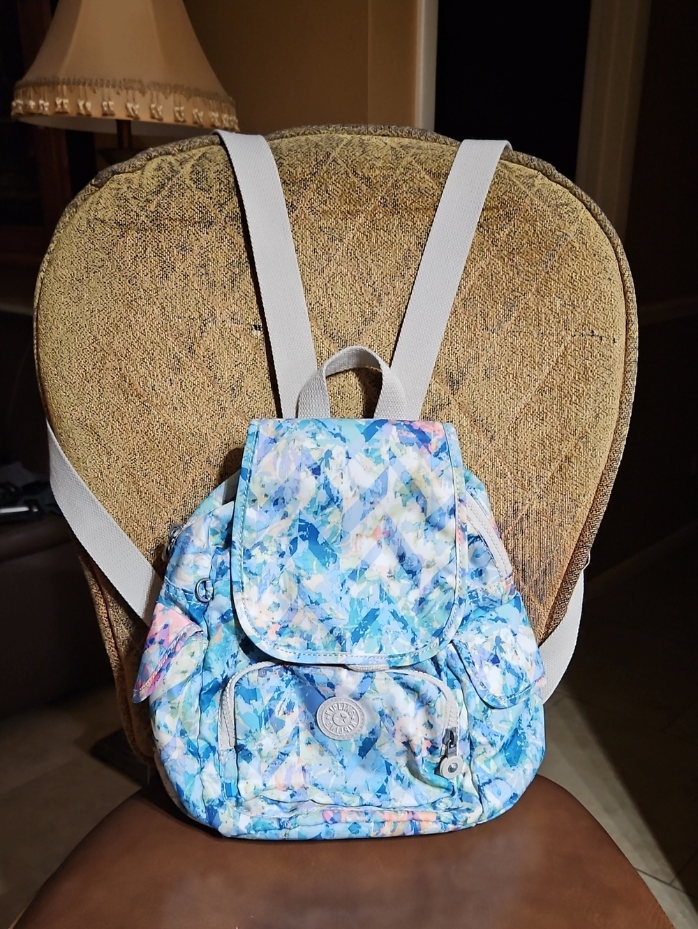 Kipling City Pack Small Printed Backpack Bag Blue Green Pink Purple Floral Print